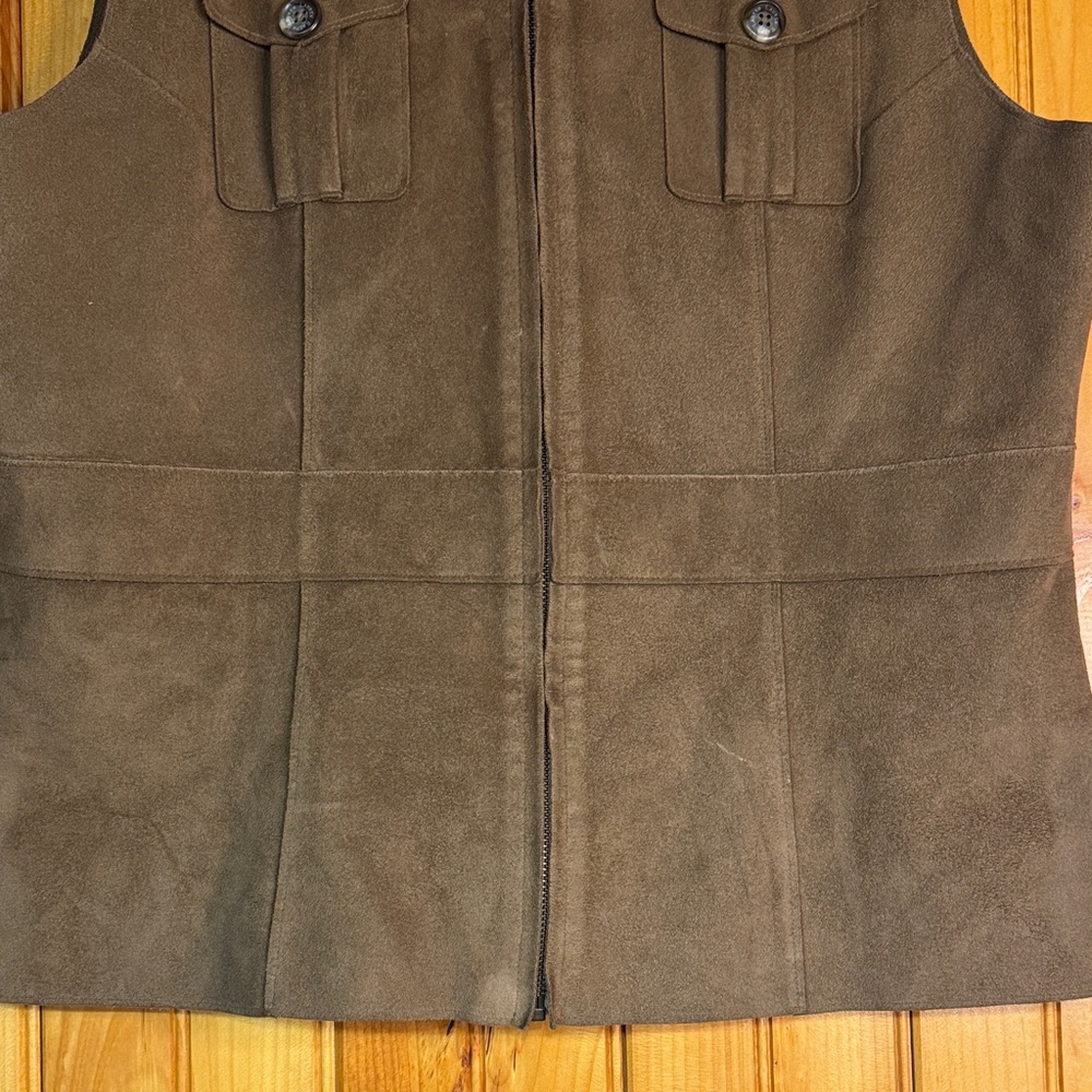 Lauren Ralph Lauren Brown Suede Zip-Front Vest - Picture 4 of 7